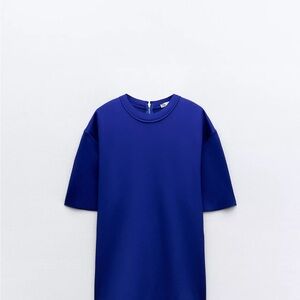 ZARA Vibrant Blue ZIPPER T SHIRT Short Sleeve